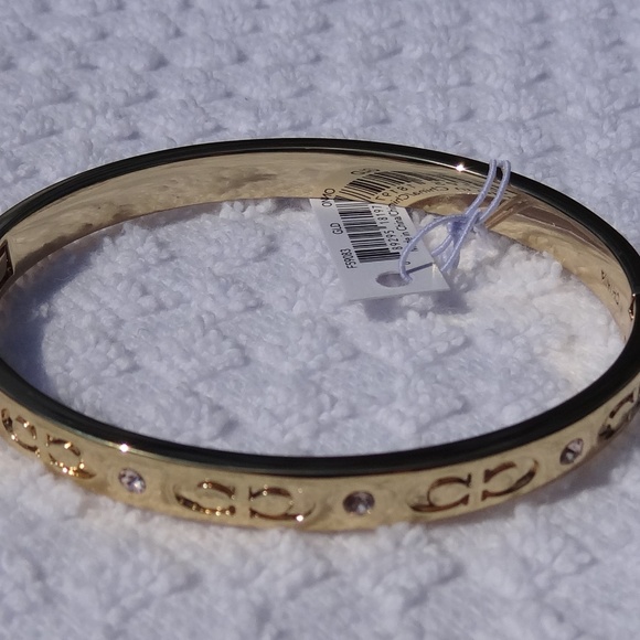 COACH Gold bangle Bracelet Signature Kissing - Picture 8 of 8